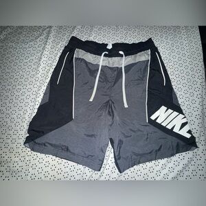 Nike Men’s Black and Gray Colorblock Athletic Shorts